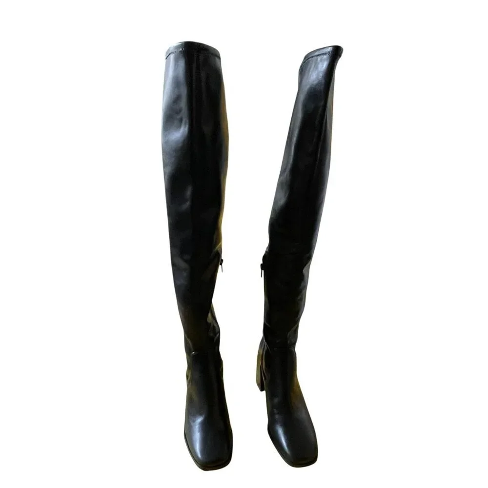 Open Edit Over the Knee Faux Leather Boots Size 7 NEW